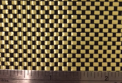 Carbon Fiber/Yellow Kevlar Fabric Dogbone (I/H) Weave 3k 5.96oz